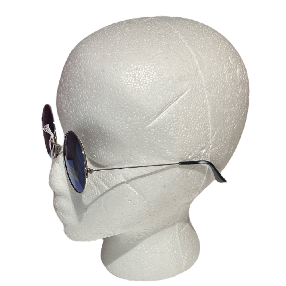 Petals and Peacocks Mathilda Round Sunglasses Blue Silver - Picture 2 of 5